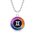 Gemini-Rainbow colored synthetic gemstone Accent Zodiac Name Pendant Necklace in 18k Gold-Plated Sterling Silver