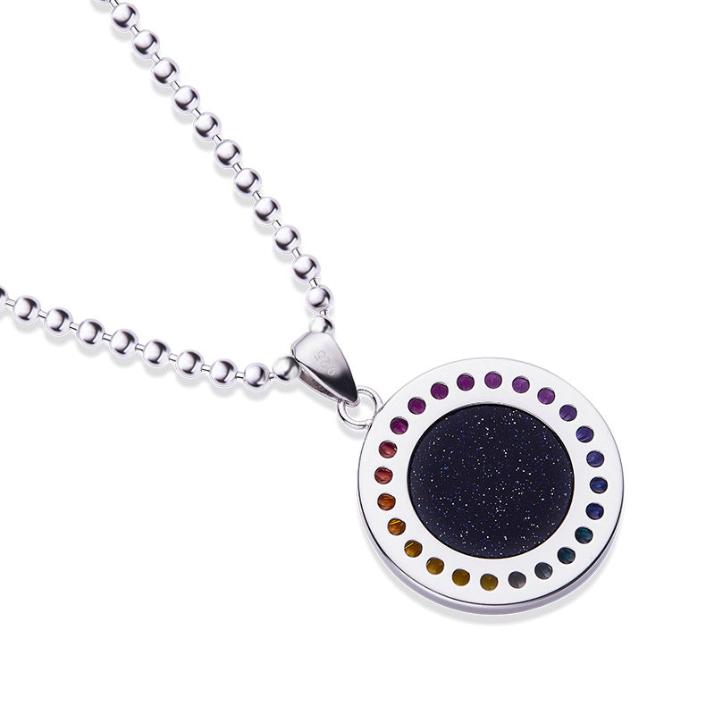 Gemini-Rainbow colored synthetic gemstone Accent Zodiac Name Pendant Necklace in 18k Gold-Plated Sterling Silver