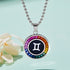 Gemini-Rainbow colored synthetic gemstone Accent Zodiac Name Pendant Necklace in 18k Gold-Plated Sterling Silver