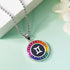 Gemini-Rainbow colored synthetic gemstone Accent Zodiac Name Pendant Necklace in 18k Gold-Plated Sterling Silver